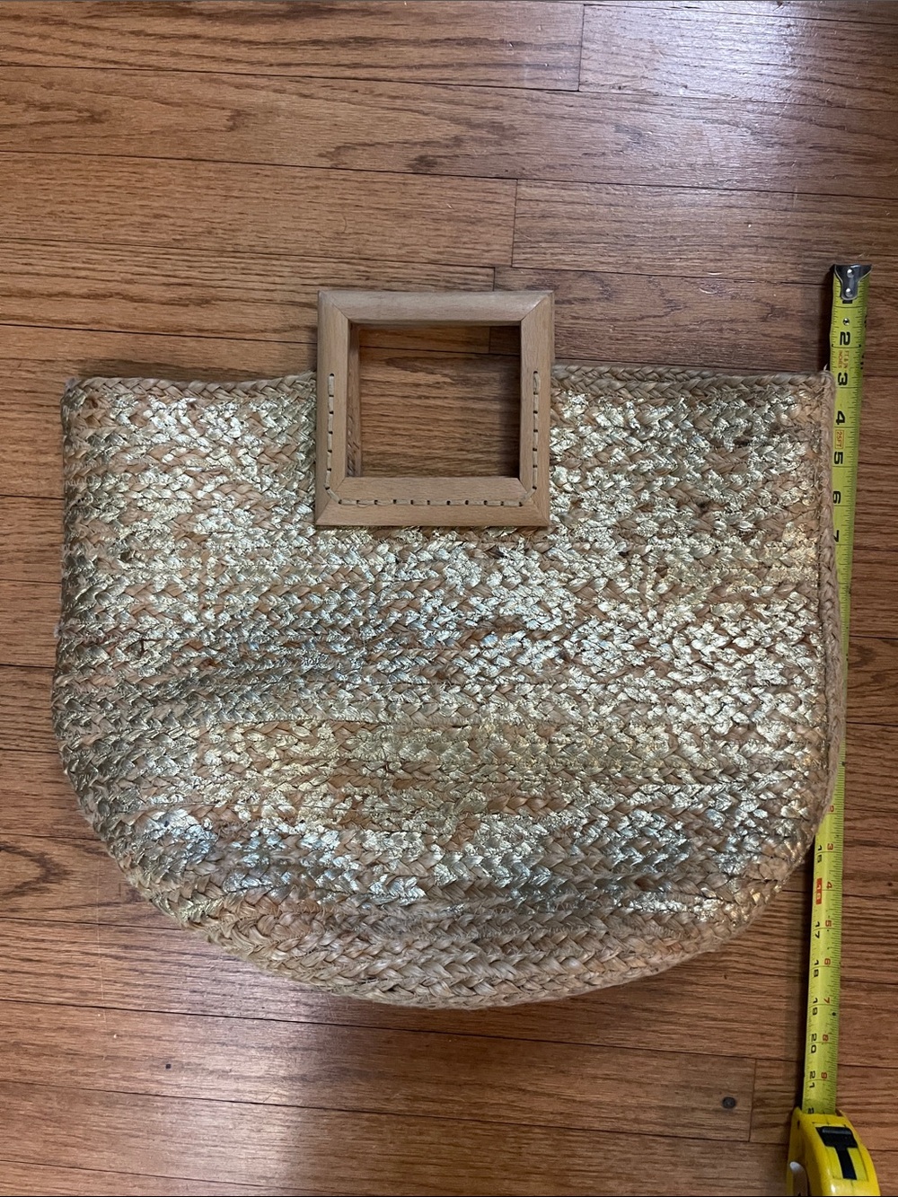 ANTIK KRAFT 100% jute wooden handle woven tote bag - Picture 4 of 10